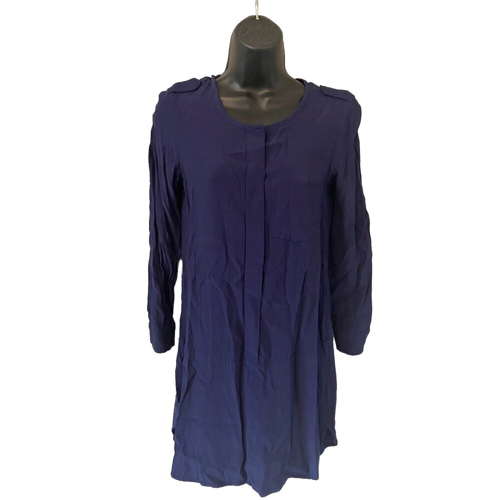 Madewell Cargo Tunic Shirt Dress Navy Blue Long Sleeve Size XS